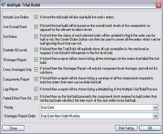 Multiple trial build options